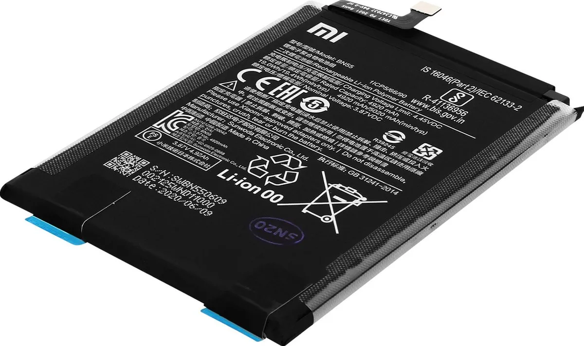 Xiaomi Redmi Note 9S Originele Batterij BN55 5020mAh - Zwart