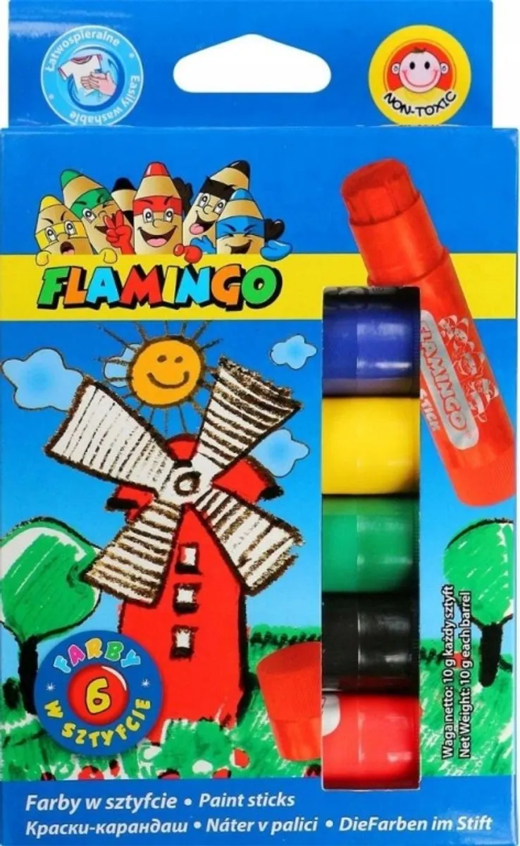 Flamingo Verfstiften 6 Kleuren Multicolor