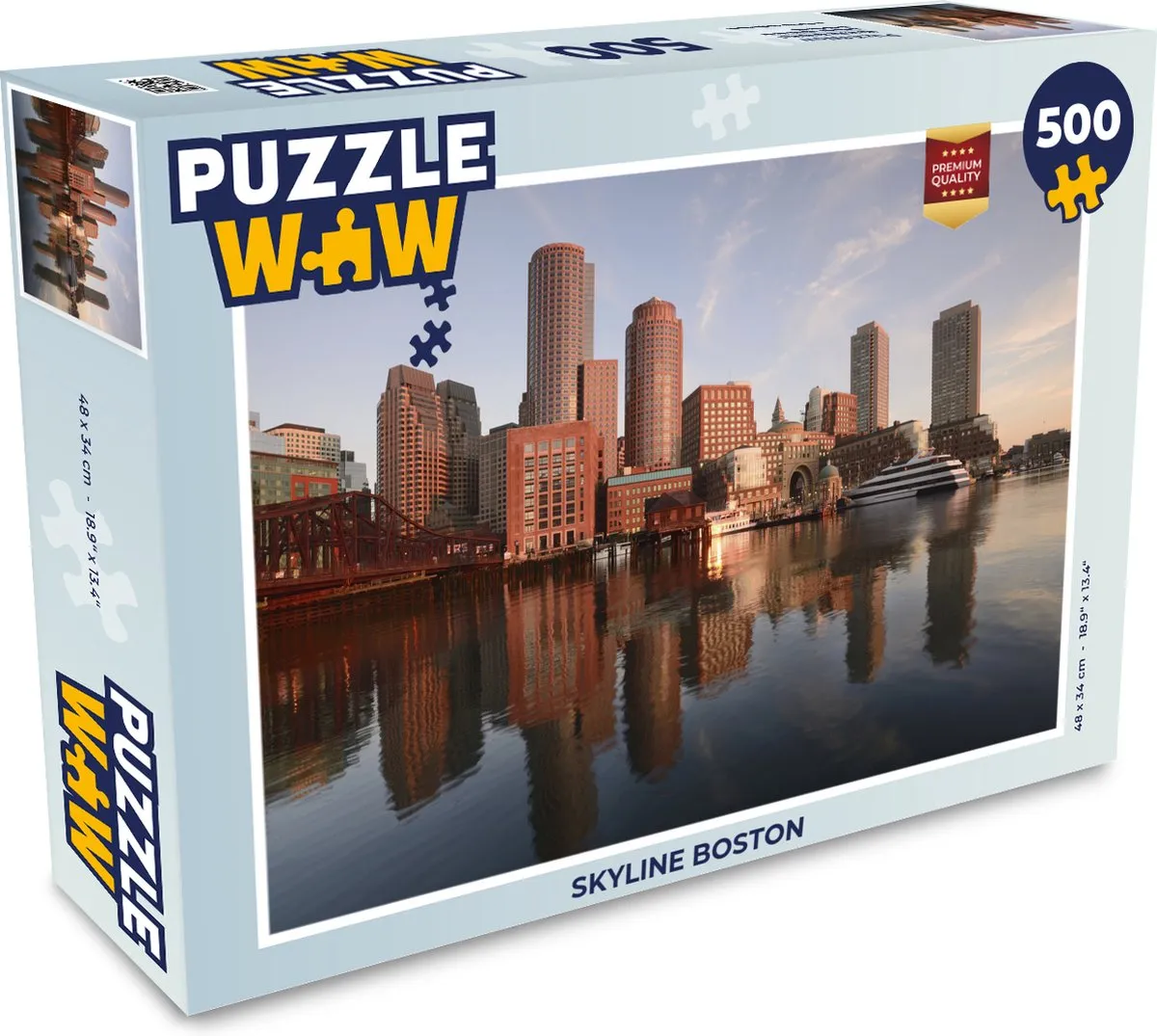 PuzzleWow Skyline Boston Legpuzzel 500 Stuks - Multicolor