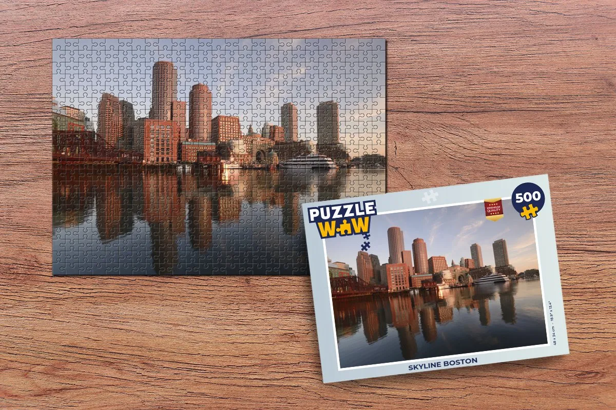 PuzzleWow Skyline Boston Legpuzzel 500 Stuks - Multicolor