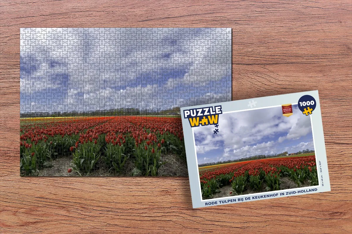 PuzzleWow Legpuzzel Rode tulpen Keukenhof 1000 Stuks