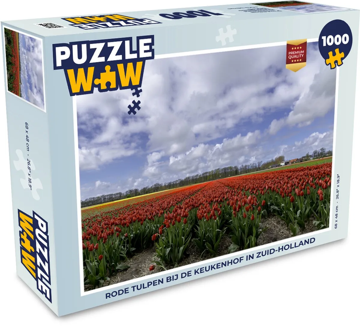 PuzzleWow Legpuzzel Rode tulpen Keukenhof 1000 Stuks - Multicolor
