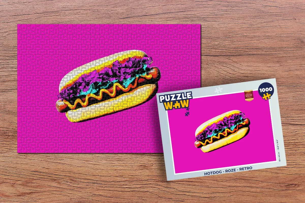 PuzzleWow Hotdog Retro Legpuzzel 1000 Stuks - Roze