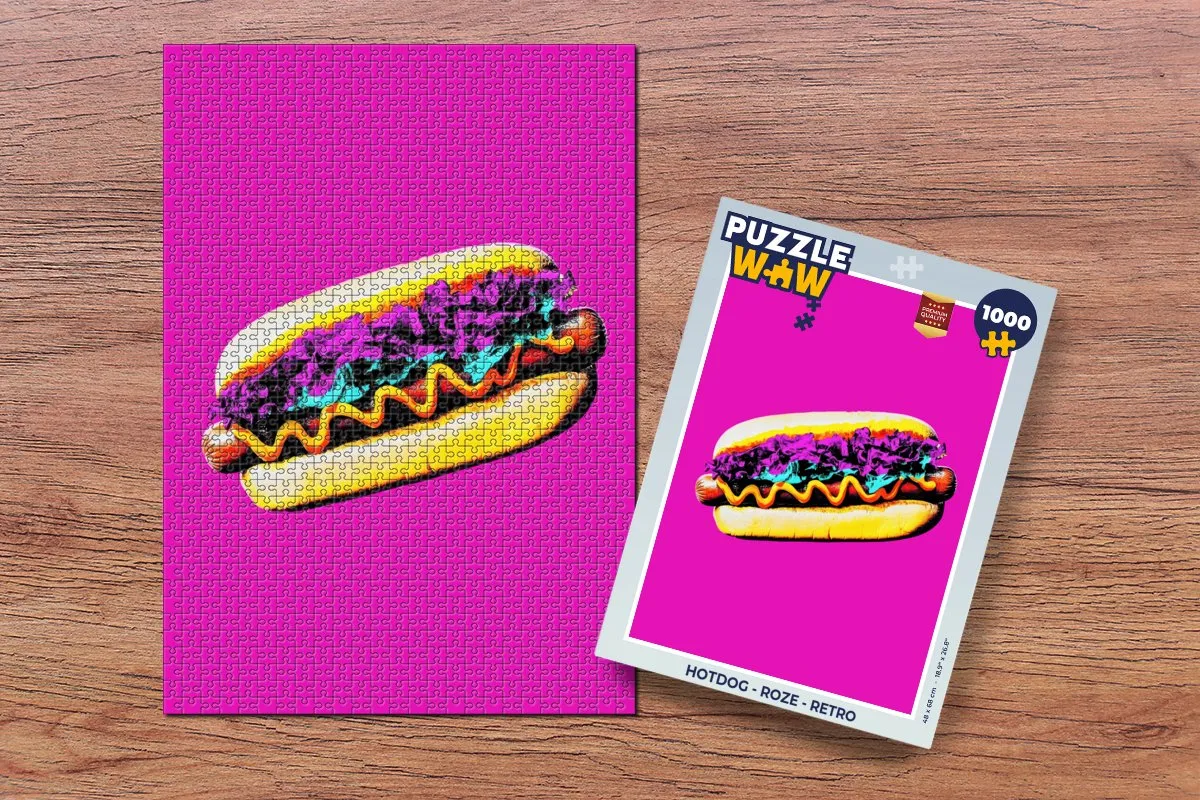 PuzzleWow Hotdog Retro Legpuzzel 1000 Stuks - Roze