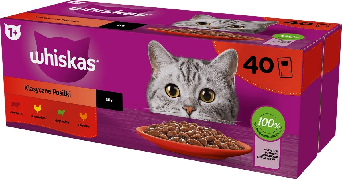 Whiskas Klasyczne Posiłki Mix Smaken In Saus 40x85g
