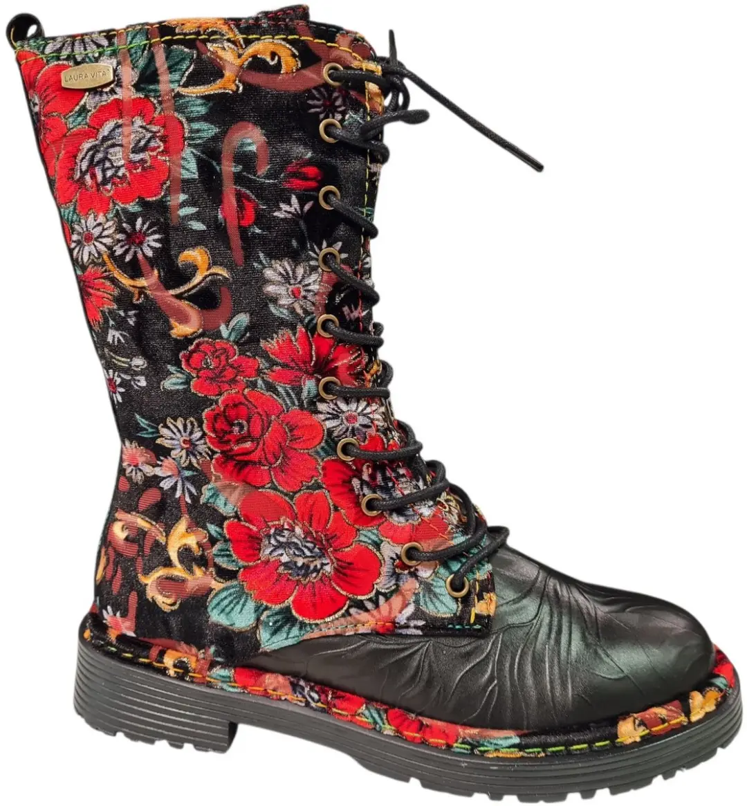 Laura Vita Zwarte met Rode Leren Dames Boots