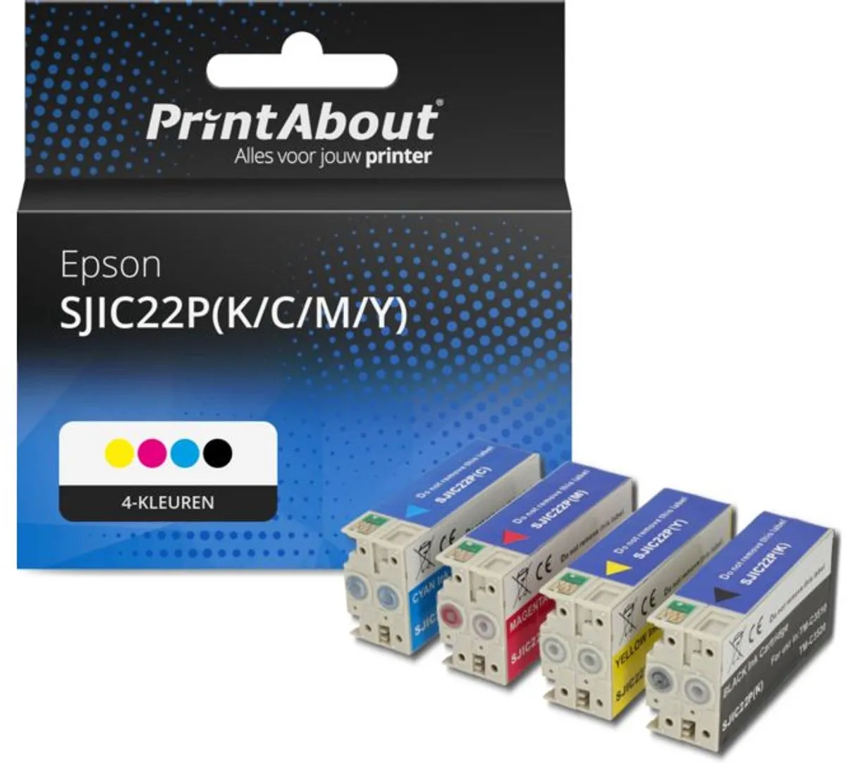 PrintAbout SJIC22P(K/C/M/Y) Inktcartridge 4-kleuren - 150ml - o.a. Epson