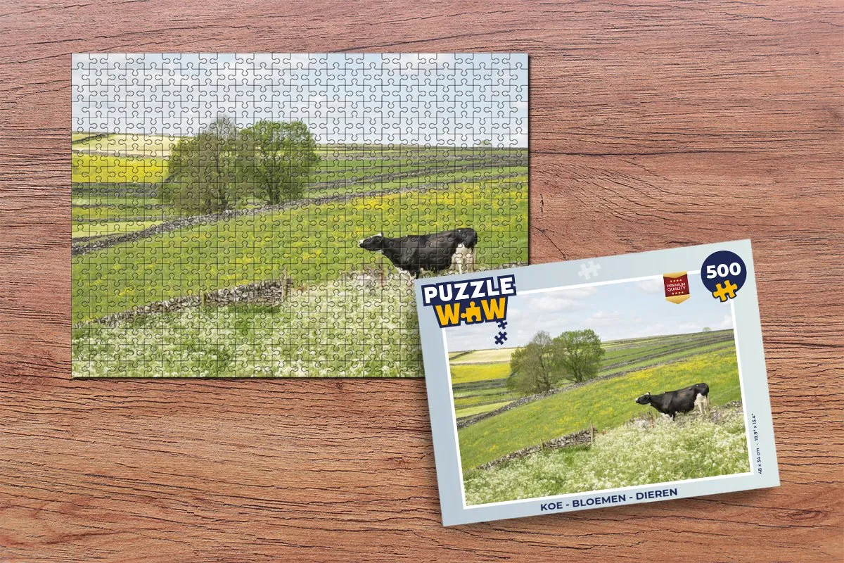 PuzzleWow Puzzel Koe Bloemen Dieren 500 Stuks - Multicolor