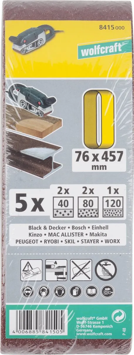 Wolfcraft Textiel Schuurbanden Set 5-delig