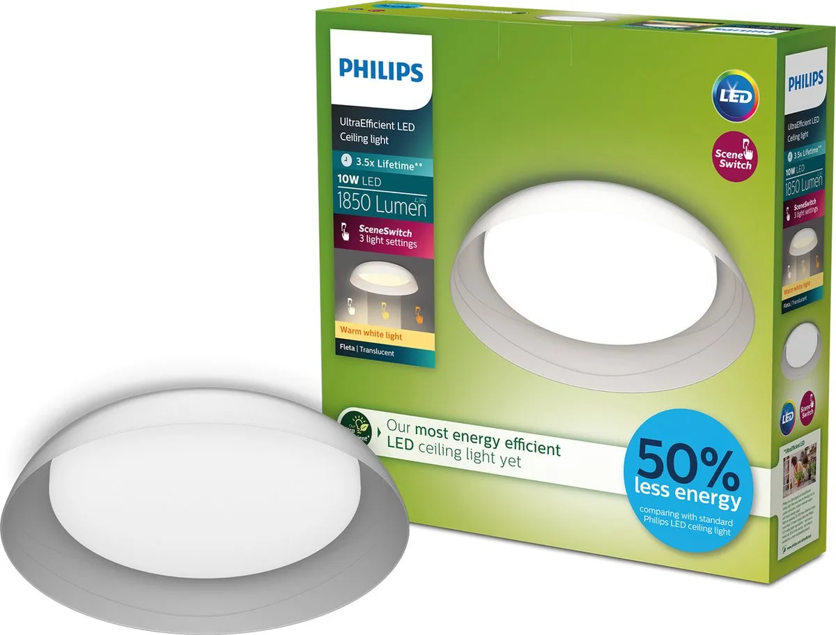Philips Fleta Plafondlamp 10W Warmwit