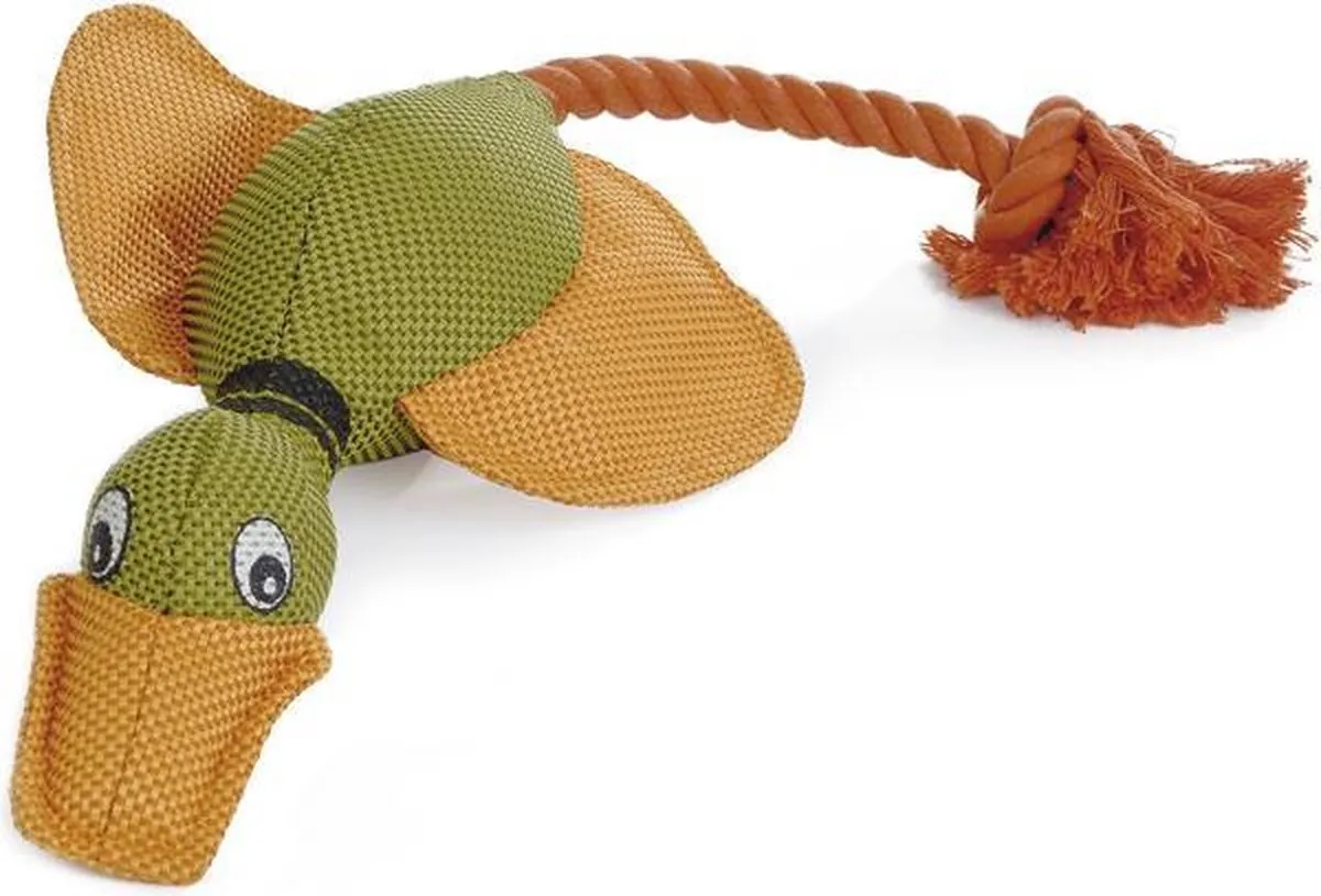 Beeztees Eend Hondenspeelgoed - Incl. Koord 45x20x6,5cm - Oranje