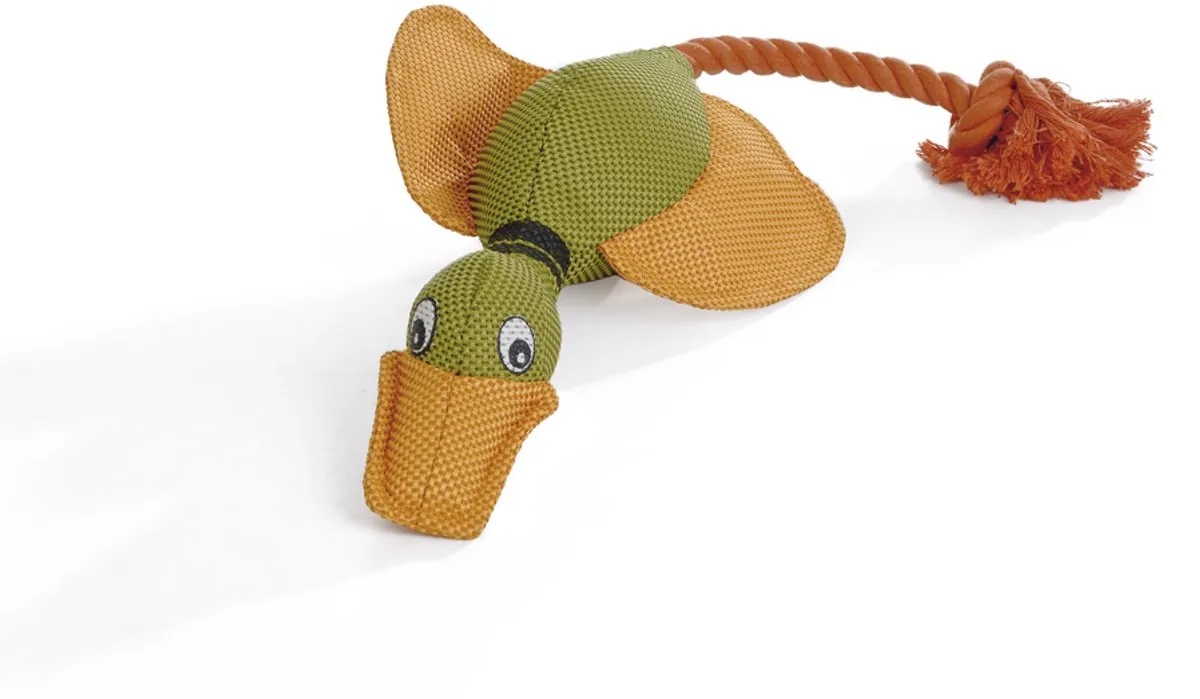 Beeztees Eend Hondenspeelgoed - Incl. Koord 45x20x6,5cm - Oranje