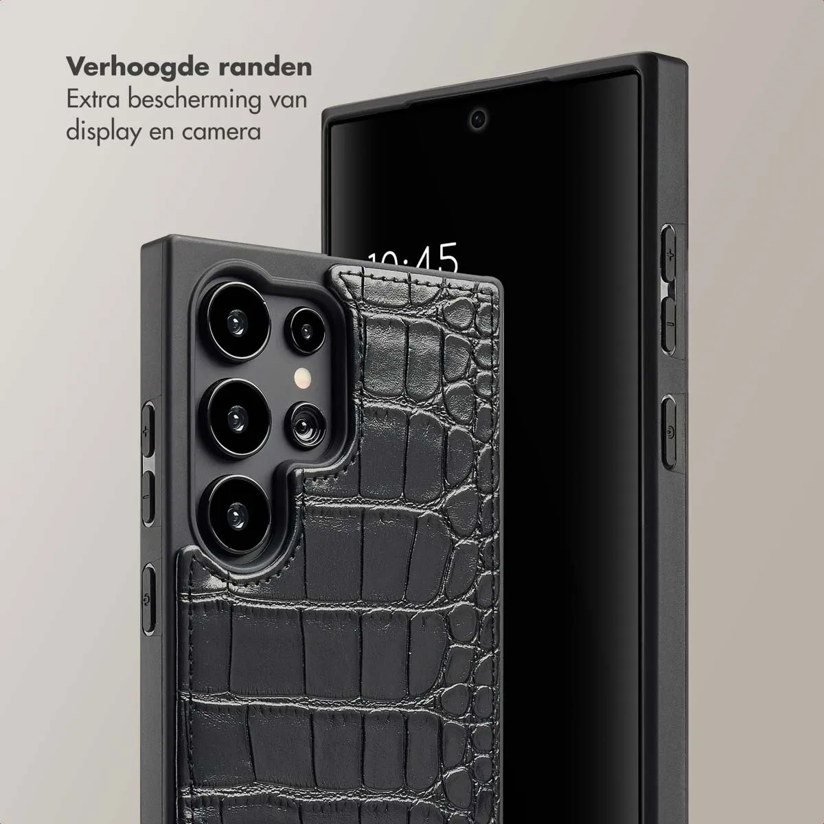 Selencia Croco Backcover Hoesje Samsung Galaxy S24 Ultra - Zwart