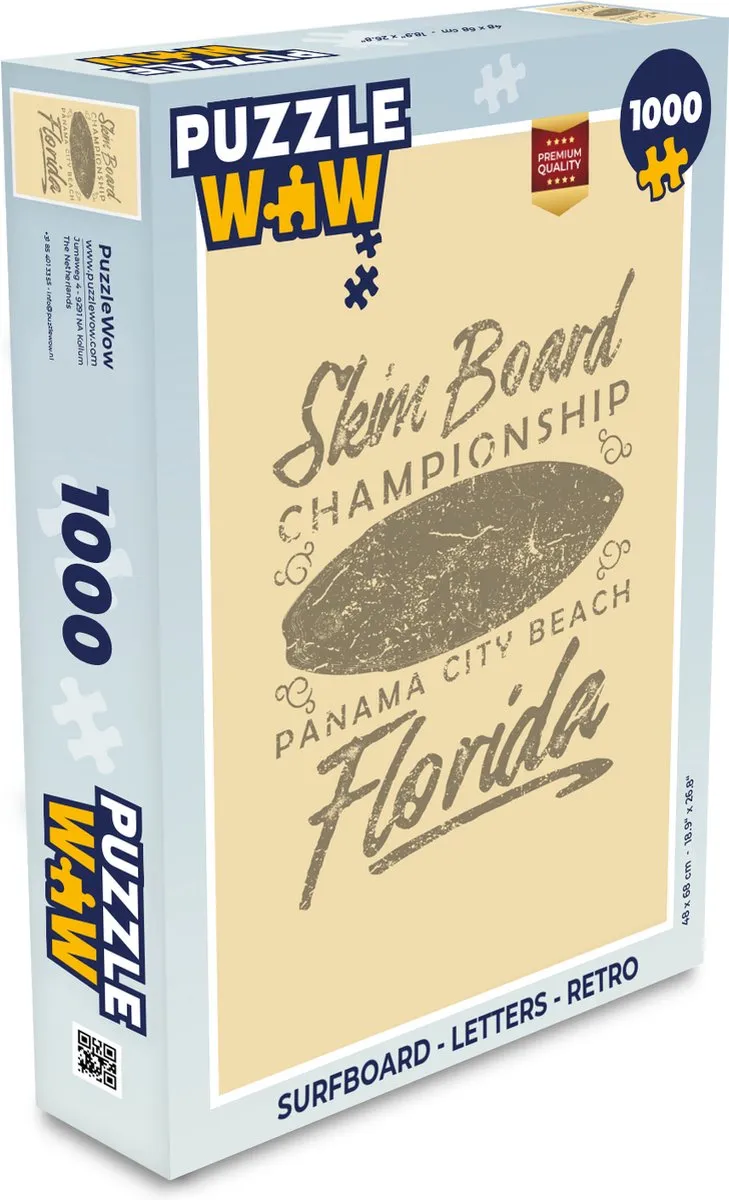 PuzzleWow Surfboard Letters Legpuzzel 1000 Stuks