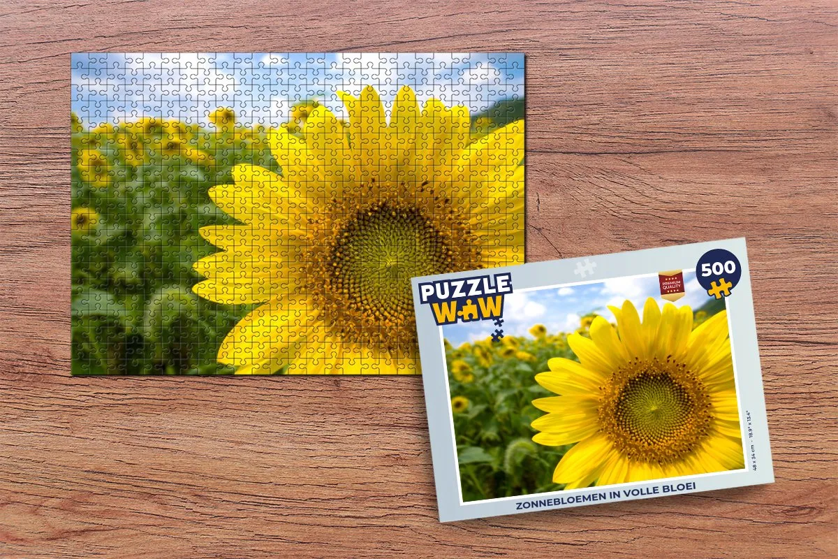 PuzzleWow Zonnebloemen in volle bloei Legpuzzel 500 Stuks - Multicolor