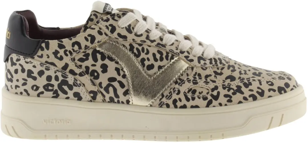 Dames sneakers van gesplitst leer met dierenprint en metaal Victoria Seul
