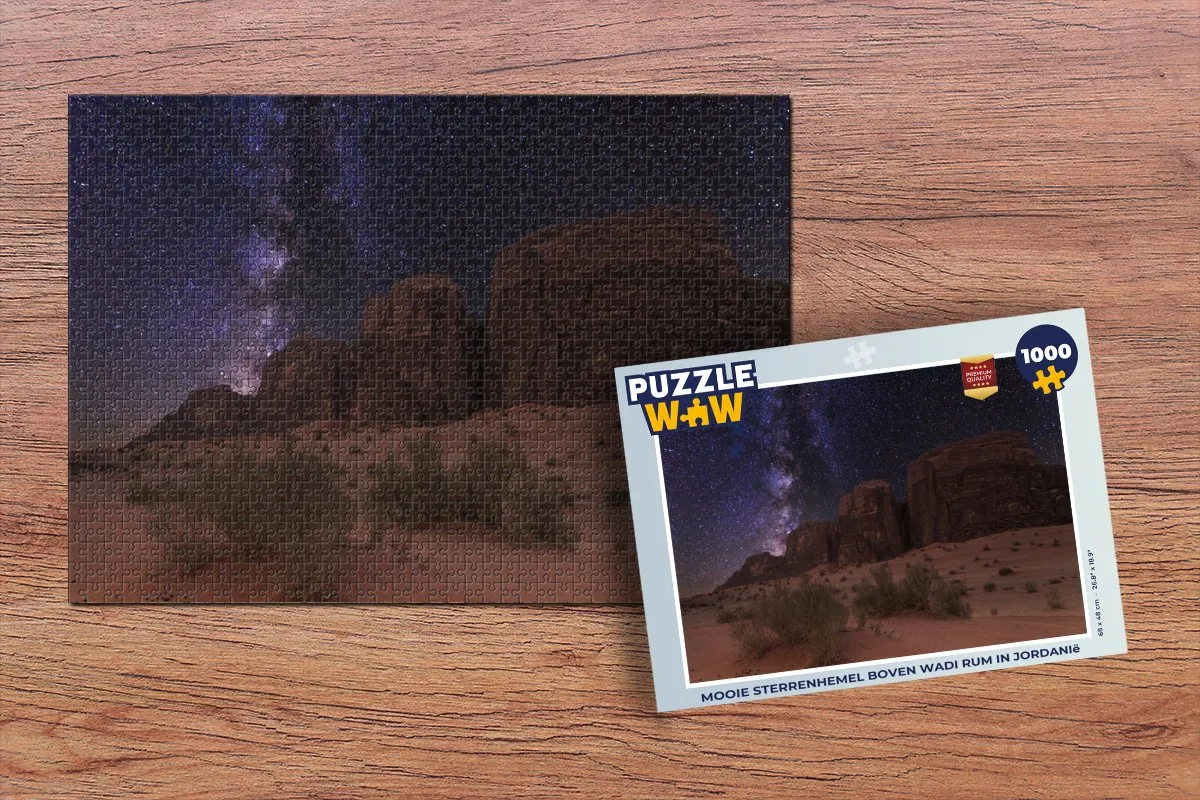 PuzzleWow Sterrenhemel boven Wadi Rum Legpuzzel 1000 Stuks - Multicolor
