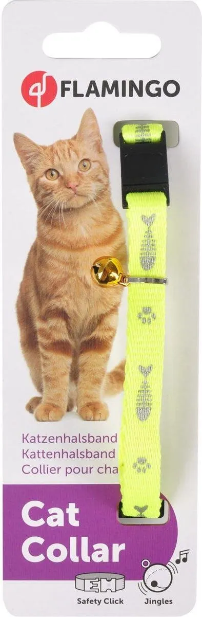 Flamingo Kattenhalsband Visgraat 30cm Geel
