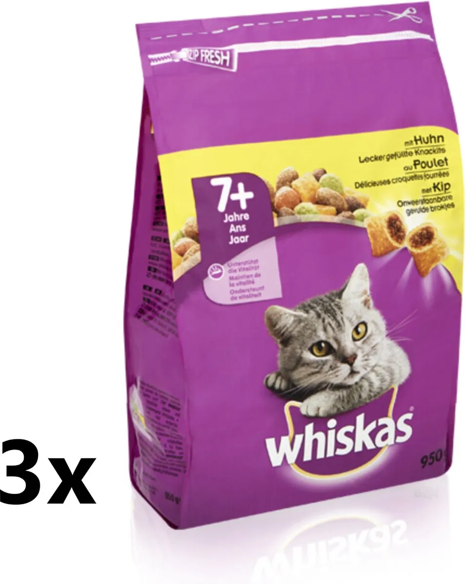 Whiskas Senior Kip Droogvoer 3x800g
