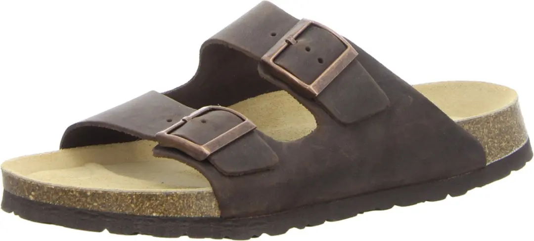 Natural Sense unisex pantoffels muiltjes sandalen leer bruin 1095905