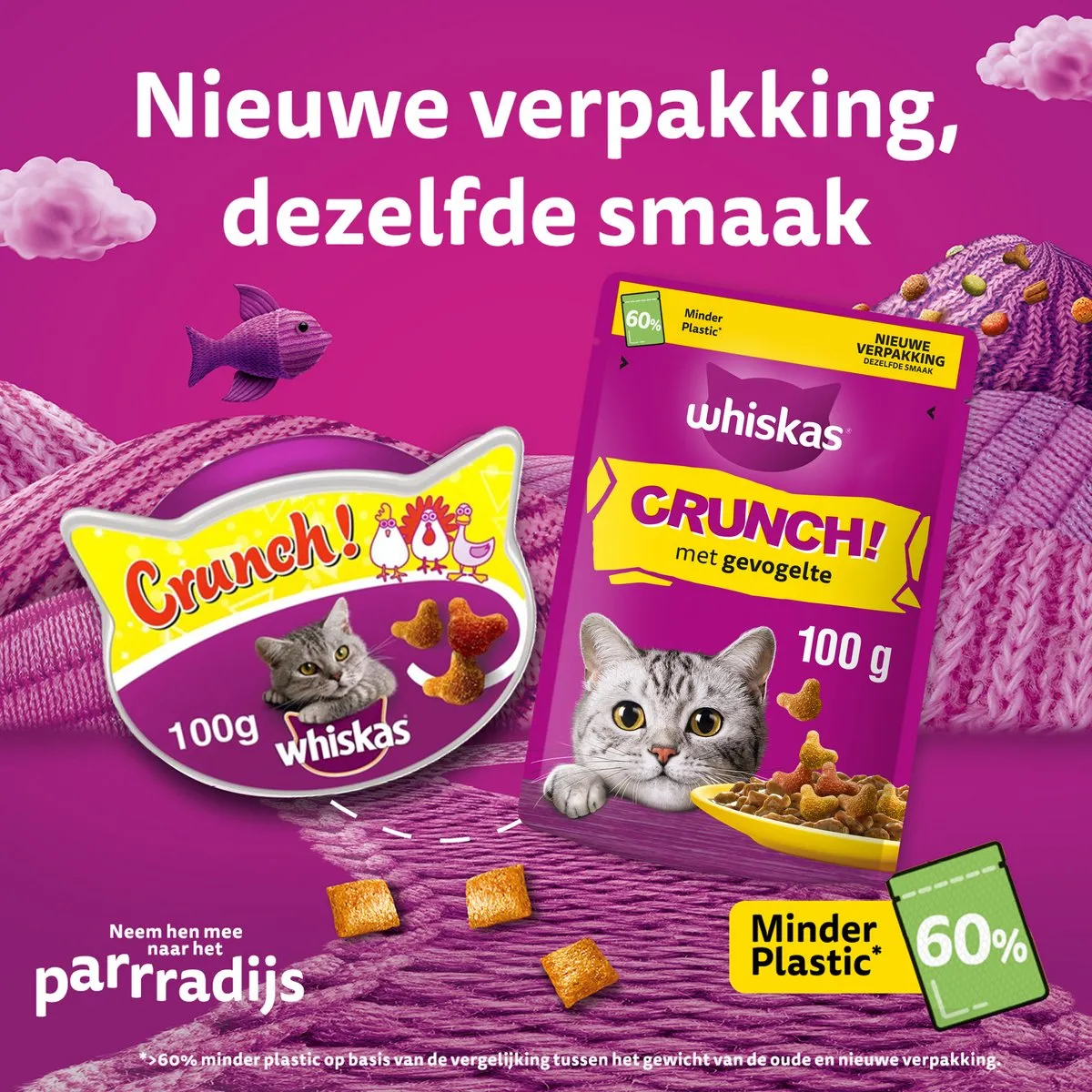 Whiskas Kattensnoepjes Crunch Gevogelte - 6x100g
