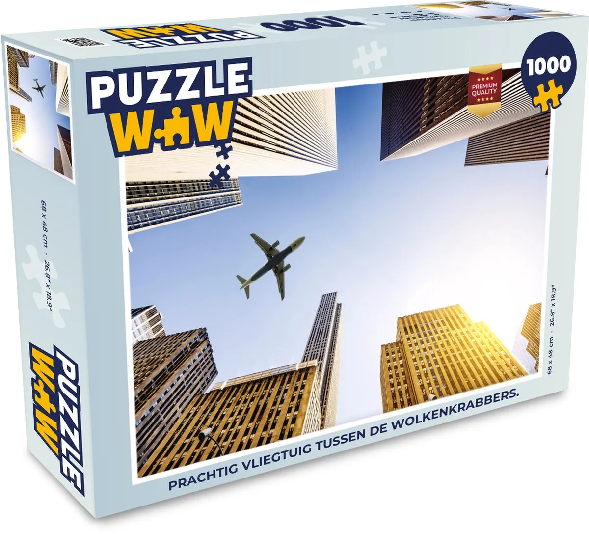PuzzleWow Legpuzzel 1000 Stuks - Vliegtuig tussen Wolkenkrabbers Multicolor