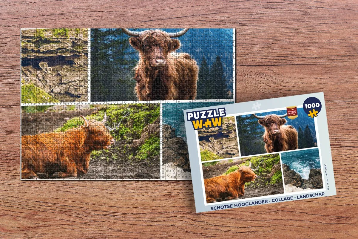 PuzzleWow Schotse Hooglander Legpuzzel 1000 Stuks - Multicolor