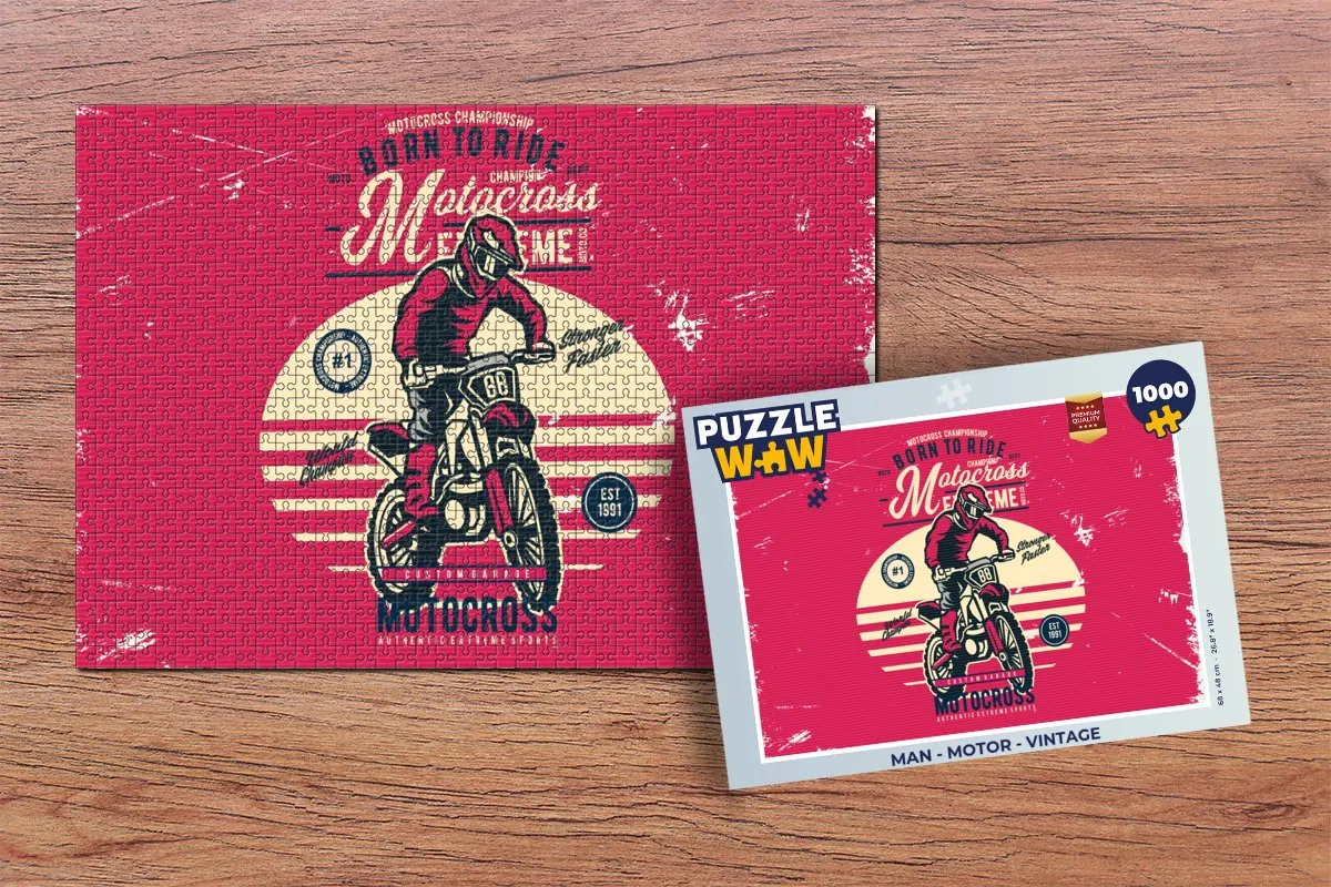 PuzzleWow Motor Vintage Legpuzzel 1000 Stuks - Multicolor
