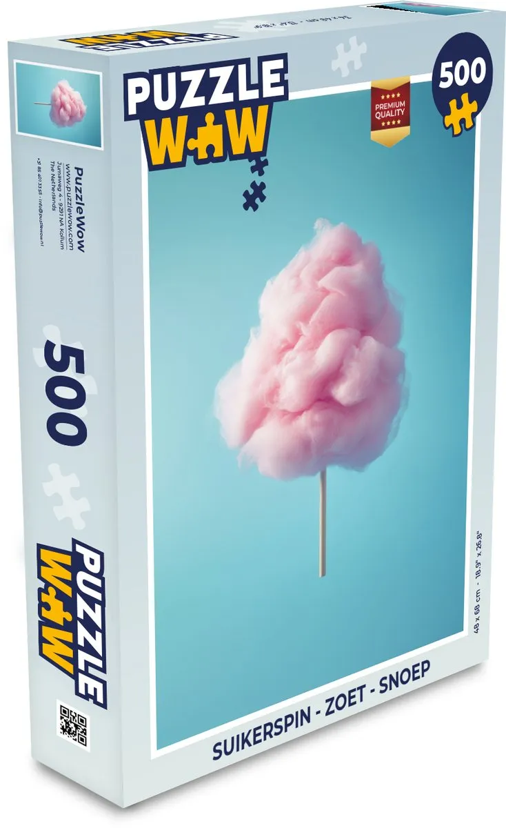 PuzzleWow Suikerspin Legpuzzel 500 Stuks - Roze/Blauw