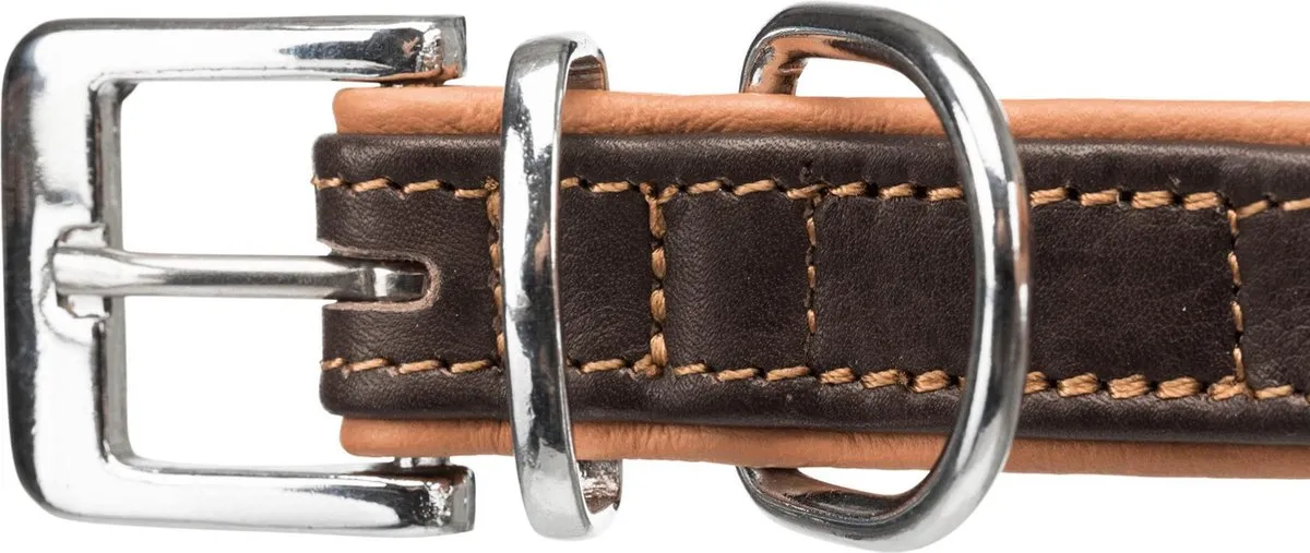 Trixie Active Comfort Halsband Leren 35mm x 52-63cm - Zwart/Grijs