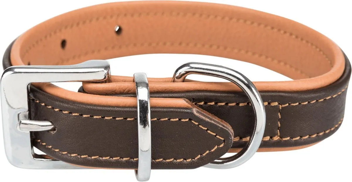Trixie Active Comfort Halsband Leren 35mm x 52-63cm - Zwart/Grijs - afbeelding 6 van 6