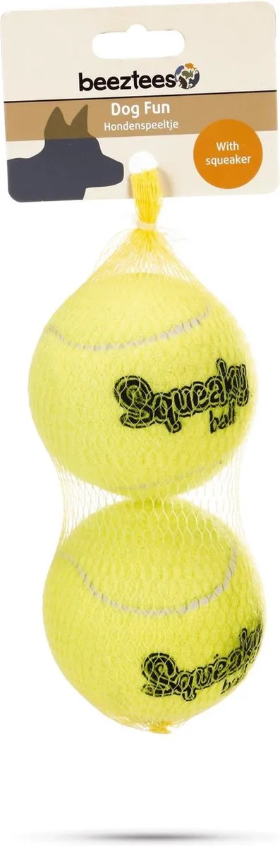 Beeztees Tennisbal+Pieper Hondenspeelgoed 8cm - Geel