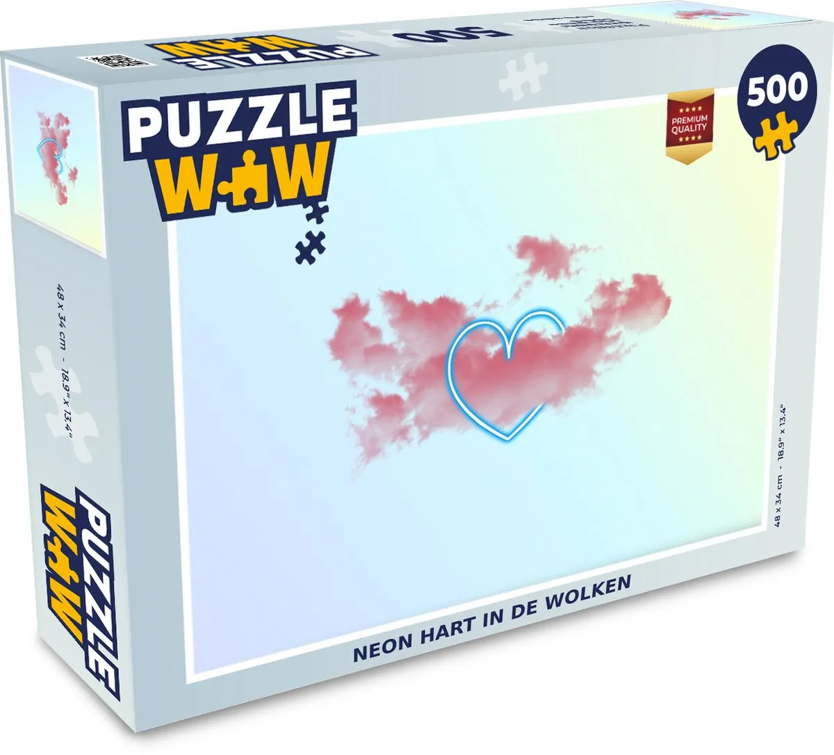 PuzzleWow Neon Hart In De Wolken Legpuzzel 500 Stuks - Multicolor