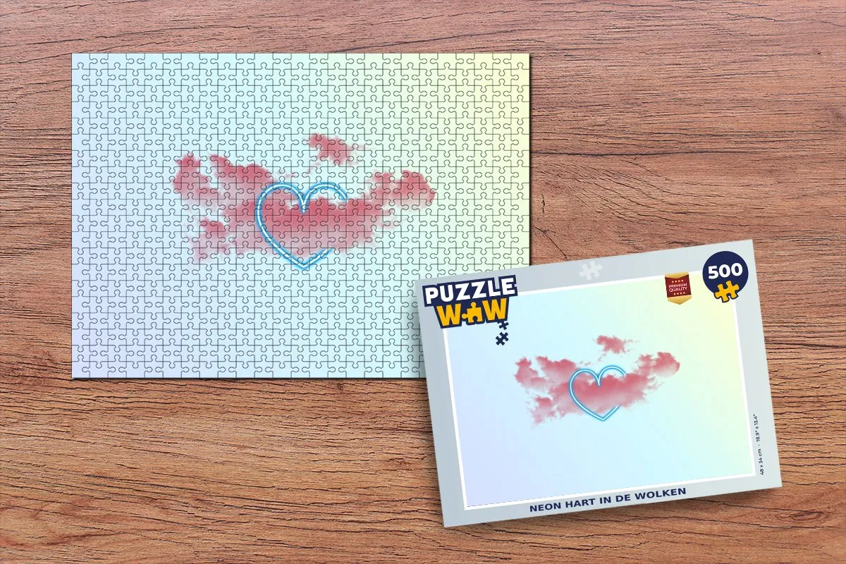 PuzzleWow Neon Hart In De Wolken Legpuzzel 500 Stuks - Multicolor