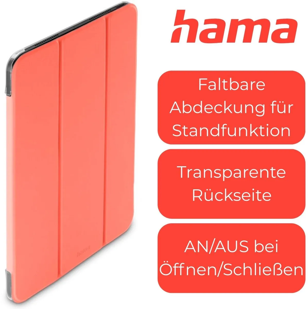 Hama Tablethoes Fold Clear 00227005 - iPad Air 13" 2024 - Koraal