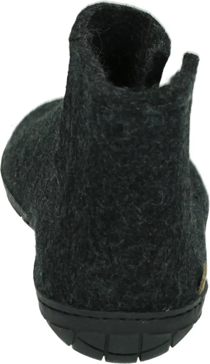 Glerups Warme Vilten Pantoffel Boot  Zwart Rubber Zool - afbeelding 6 van 6