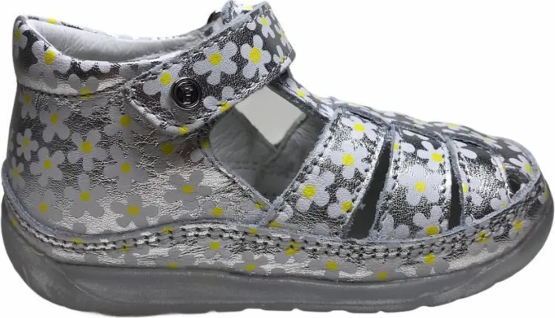 Falcotto velcro margrietjes gesloten lederen sandalen Laguna silver mt 23