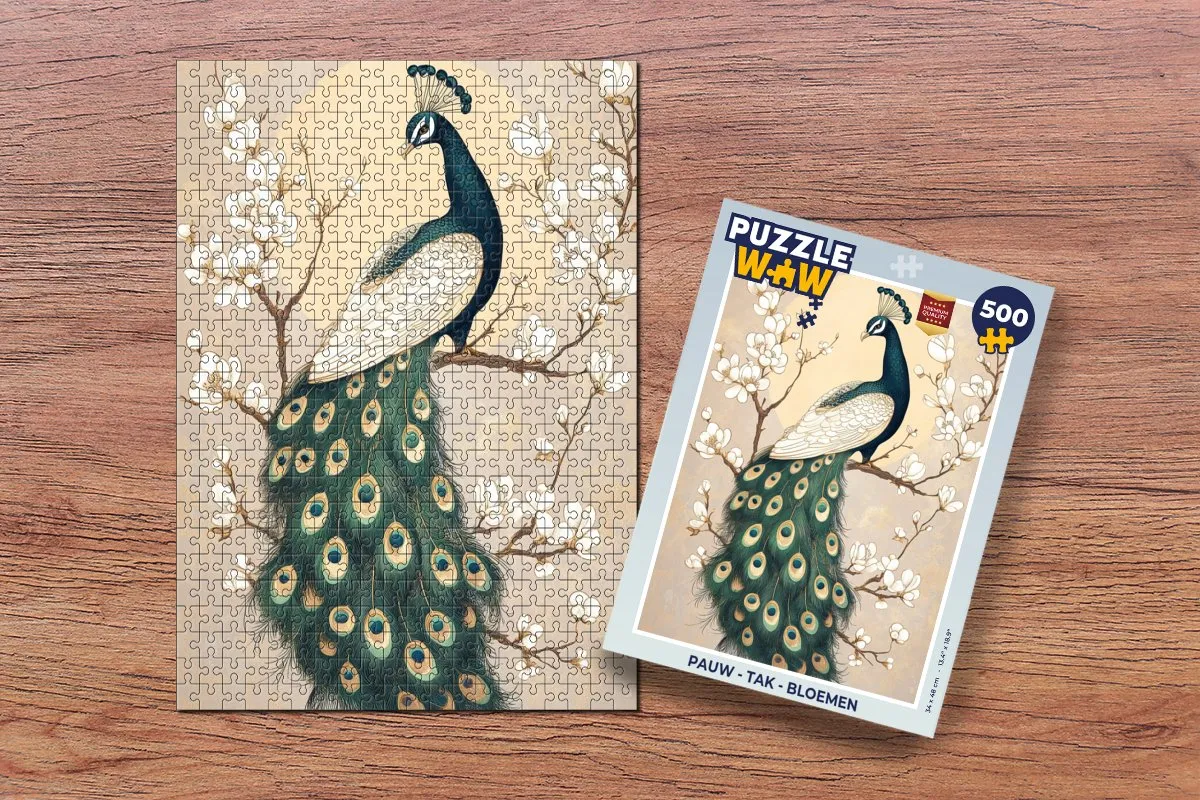 PuzzleWow Pauw Tak Bloemen Legpuzzel 500 Stuks - 8721173242388