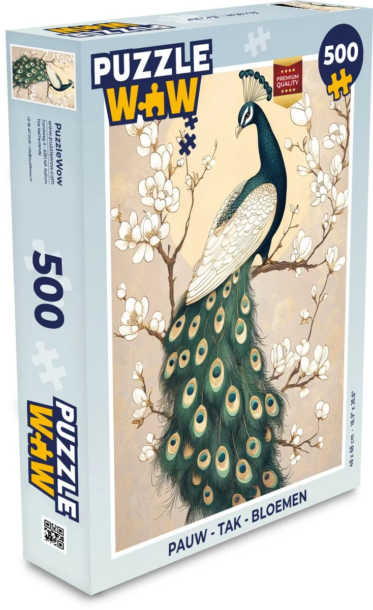 PuzzleWow Pauw Tak Bloemen Legpuzzel 500 Stuks - 8721173242388