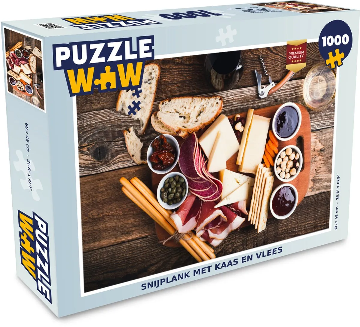 PuzzleWow Legpuzzel 1000 Stuks Multicolor - Kaas & Vlees