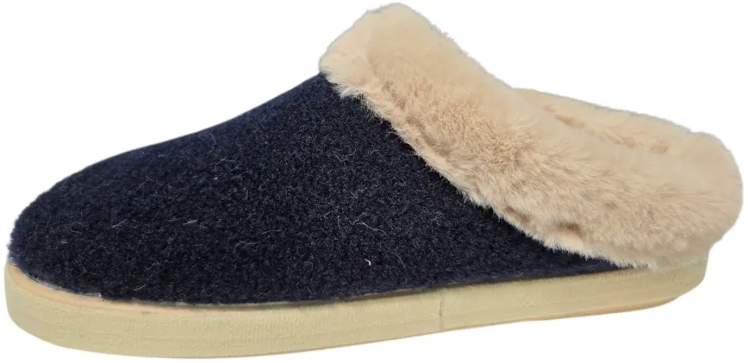 Q Fit Roan Blauwe Vilten Open Dames Pantoffels - Blauw - 38 - afbeelding 4 van 6