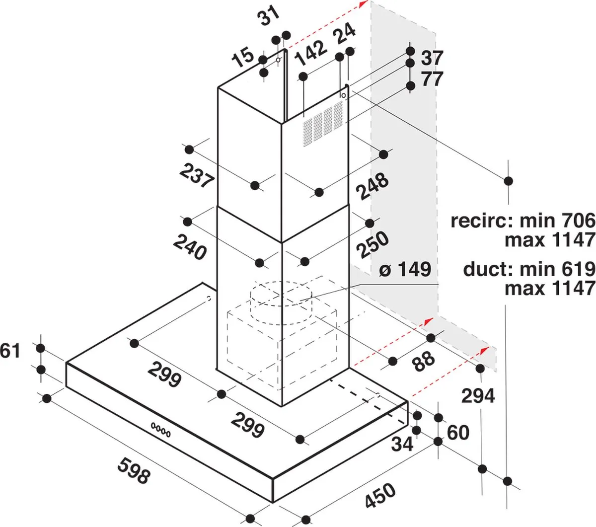 Whirlpool AKR5583IX Deco - Afzuigkap - 60 cm