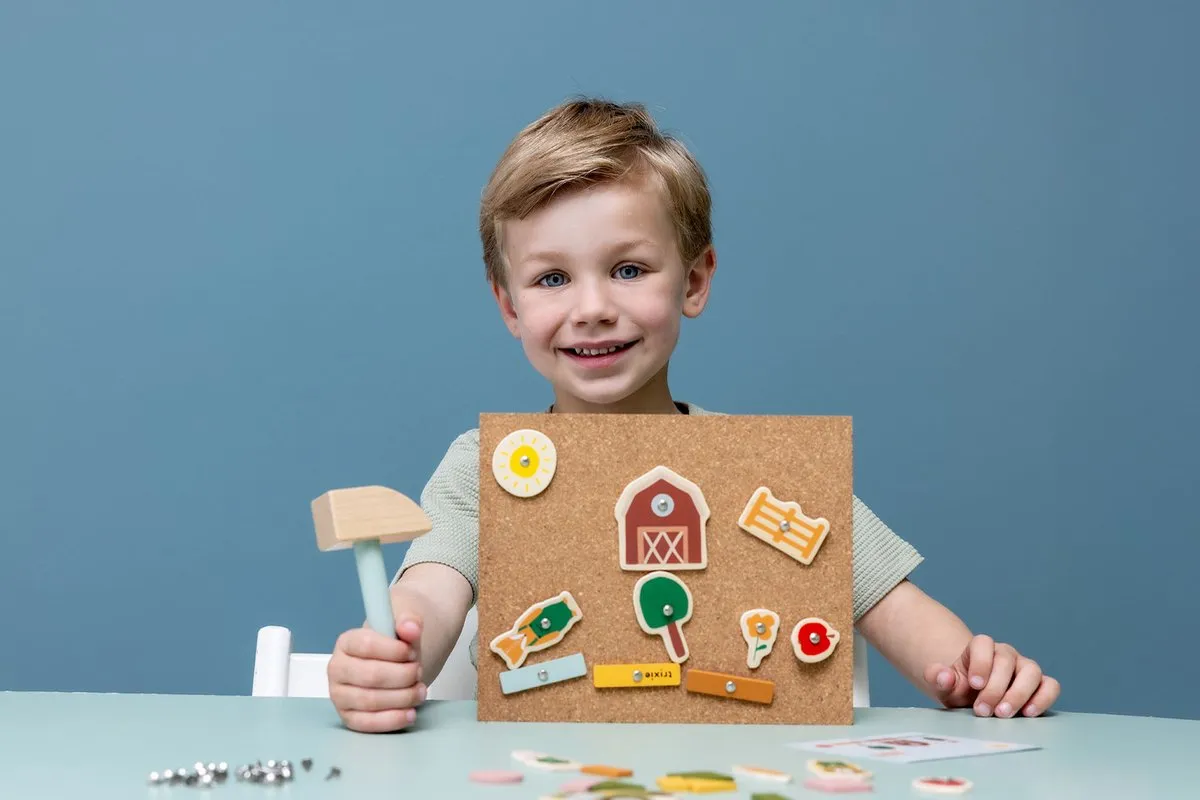 Trixie Houten Hamertje Tik Spel 36-315 - Boerderij - 4 Spelers