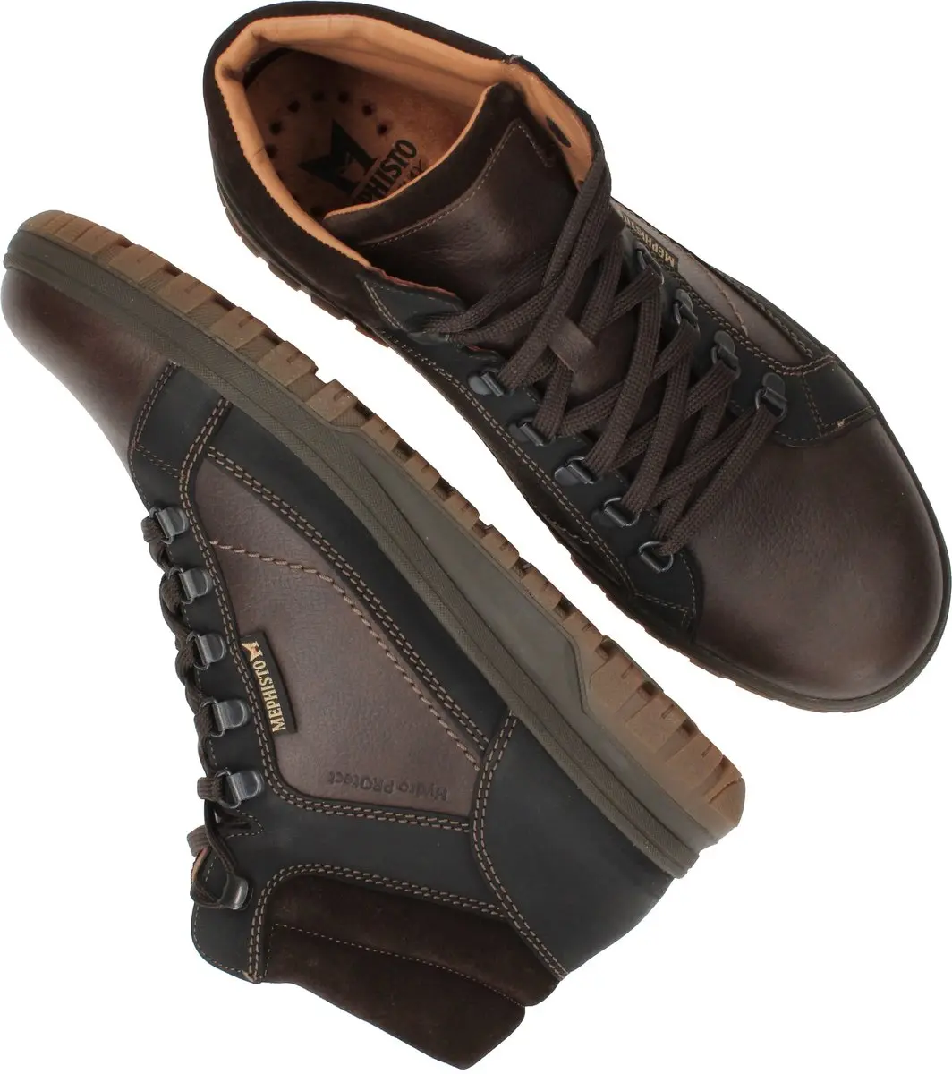 Heren Veterboots Mephisto Pitt Nevada Dark Brown Donkerbruin - Maat 7 - afbeelding 3 van 6