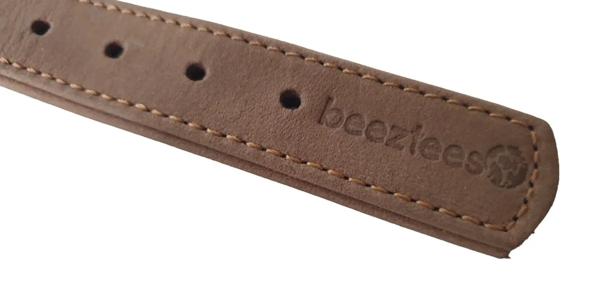 Beeztees Buffalo Lederen Halsband - Bruin XXL - Strass - 55cm x 30mm