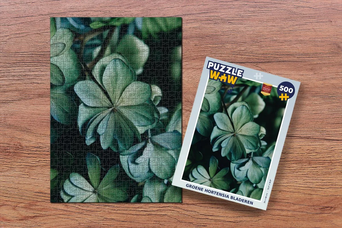 PuzzleWow Legpuzzel Groene Hortensia Bladeren 500 Stuks - 6017157289237