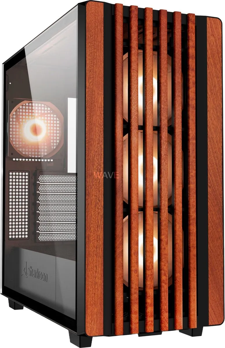 Sharkoon REBEL C70G Full Tower PC - Zwart/Hout