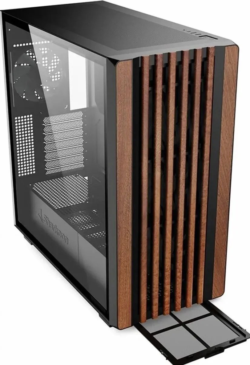 Sharkoon REBEL C70G Full Tower PC - Zwart/Hout