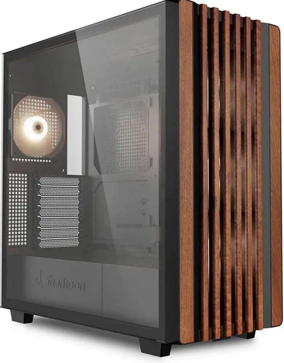 Sharkoon REBEL C70G Full Tower PC - Zwart/Hout