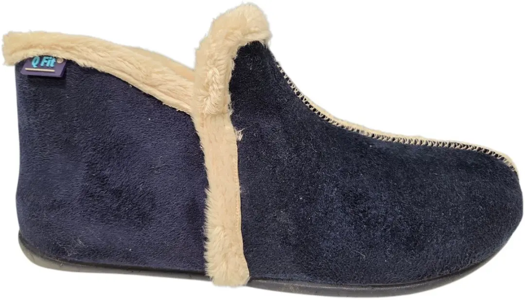 Q Fit Granada Suede Blauwe Gesloten Dames Pantoffels